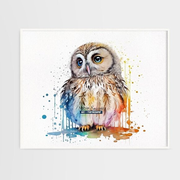 16x20 Owl Watercolor Oil Painting‎ Wall Art Poster - Picture 6 of 6